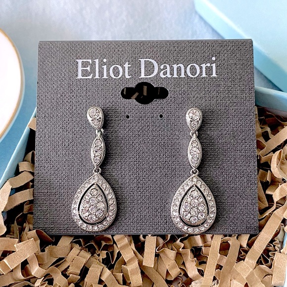 Eliot Danori Silver-tone Raindrop Crystal Earrings - Picture 10 of 10